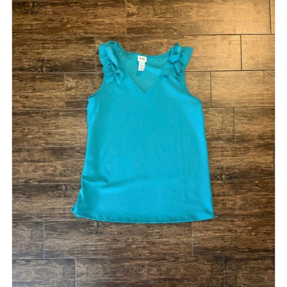 BiBi Teal Ruffle Strap Top - S
